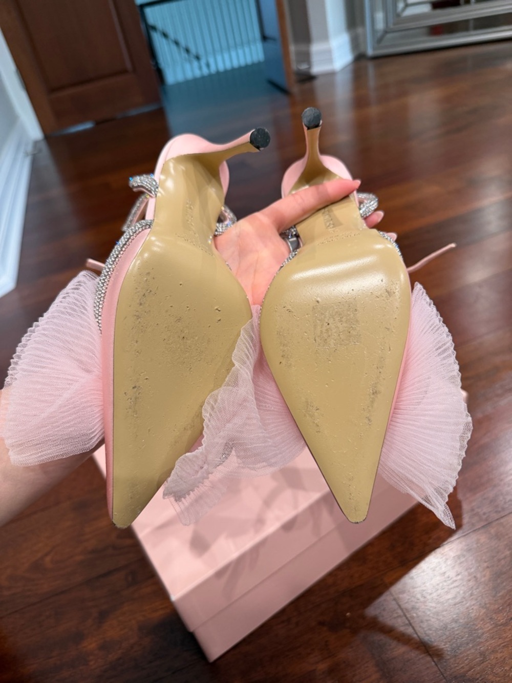 Mach & Mach Pink Satin Bow Pumps - Picture 5 of 7